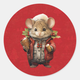 Adesivo Redondo Christmas Mouse