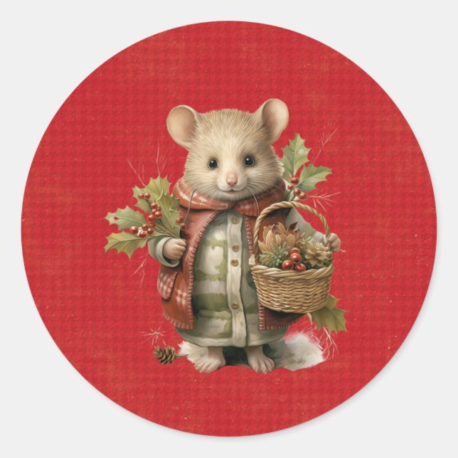 Adesivo Redondo Christmas Mouse (Frente)