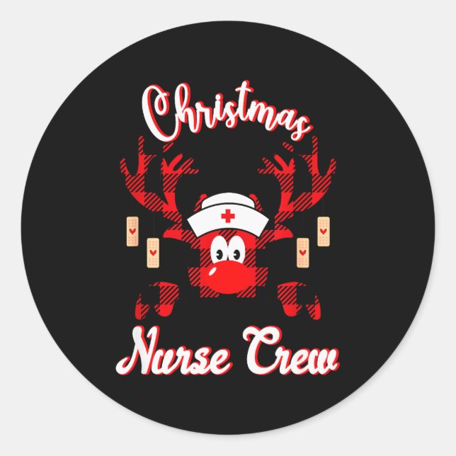Adesivo Redondo Christmas Nurse Crew - A Reindeer Nurse Buffalo Pl (Frente)