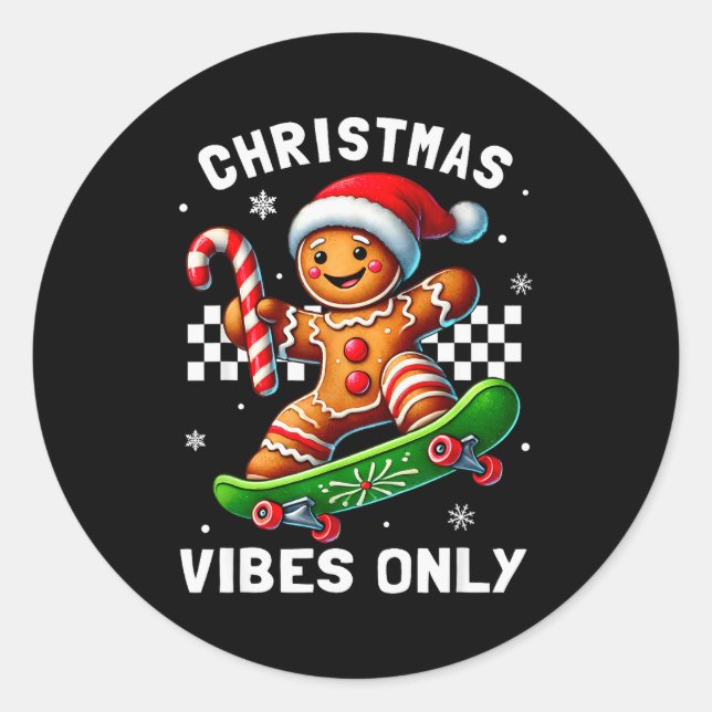 Adesivo Redondo Christmas Pajamas Funny Gingerbread Ginger Christm (Frente)