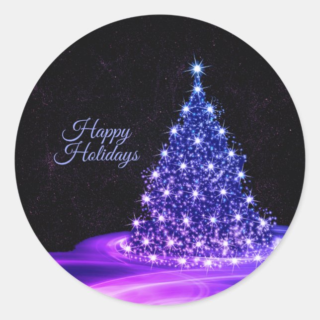 Adesivo Redondo Christmas Party Pink Blue Tree Winter Black Rustic (Frente)