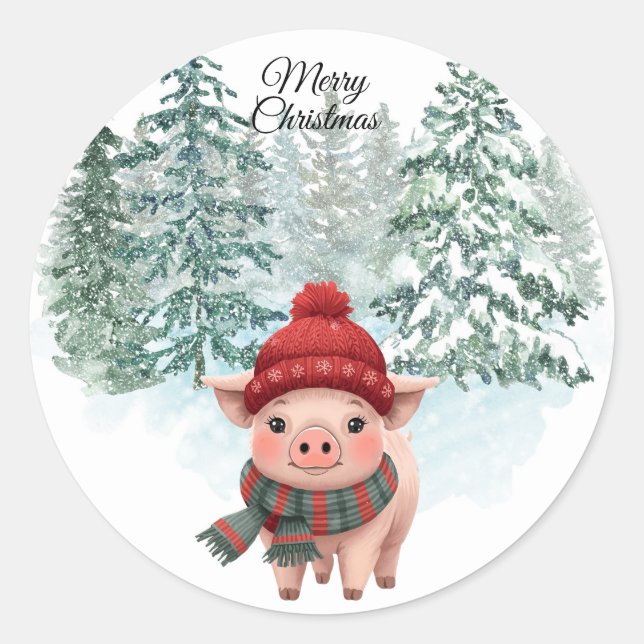 Adesivo Redondo Christmas Pig Sticker (Frente)