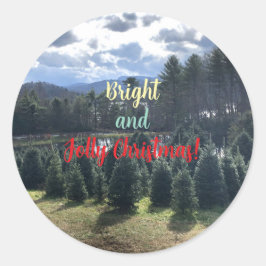 Adesivo Redondo Christmas Pine Trees Stickers