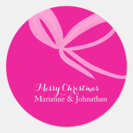 Adesivo Redondo Christmas Pink Bright Bows Hand Drawn