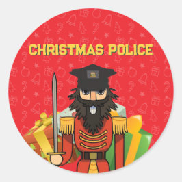 Adesivo Redondo 🎄 Christmas Police Round Stickers – Funny Holiday