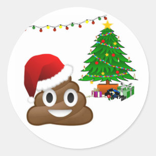 Adesivo Redondo christmas poo emoji