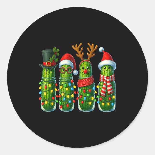 Adesivo Redondo Christmas Pun Ckle Lights Funny Vegetable Holiday  (Frente)