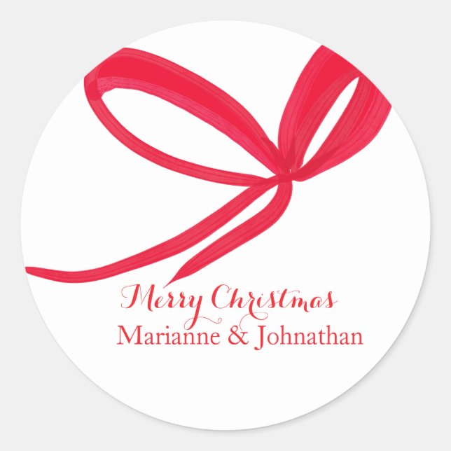 Adesivo Redondo Christmas Red Bows Hand Drawn (Frente)