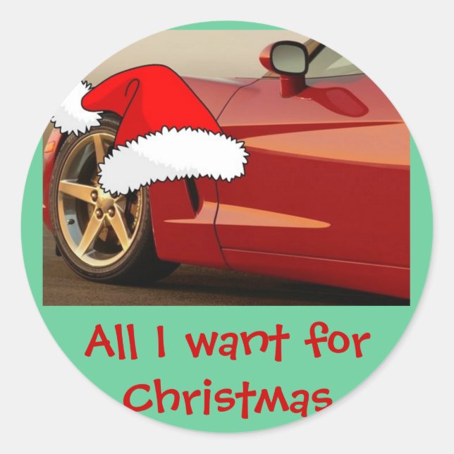 Adesivo Redondo Christmas Red Corvette (Frente)