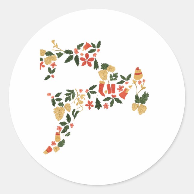 Adesivo Redondo Christmas Reindeer Collage Hoodie – Festive Holida (Frente)