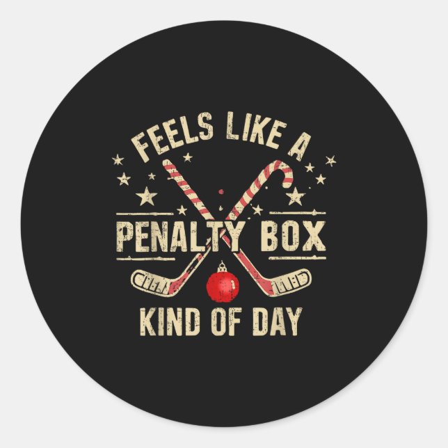 Adesivo Redondo Christmas Retro Feels Like A Penalty Box Kind Of D (Frente)