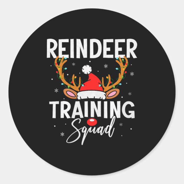 Adesivo Redondo Christmas Running Team Funny Reindeer Training Squ (Frente)
