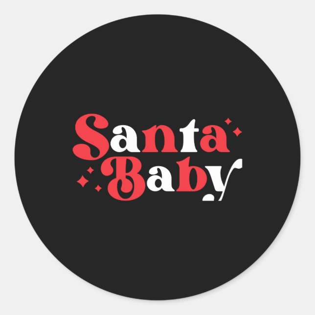 Adesivo Redondo Christmas Santa Baby Cute Modern Tygraphy Script B (Frente)