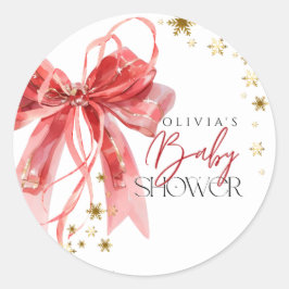 Adesivo Redondo Christmas Santa Baby Red and Gold Baby Shower