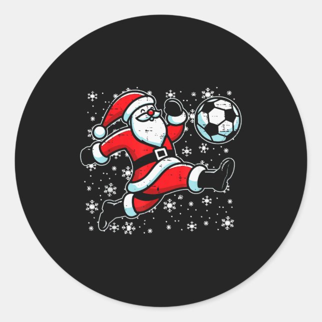 Adesivo Redondo Christmas Santa Football Kick Xmas Soccer Men Boys (Frente)