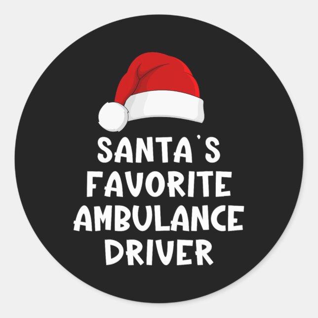 Adesivo Redondo Christmas Santa's Favorite Ambulance Driver Funny  (Frente)