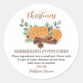 Adesivo Redondo Christmas Simmering Potpourri Personalized