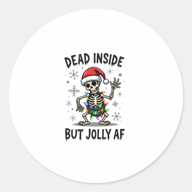 Adesivo Redondo Christmas Skull Peace Dead Inside But Jolly Xmas M (Frente)