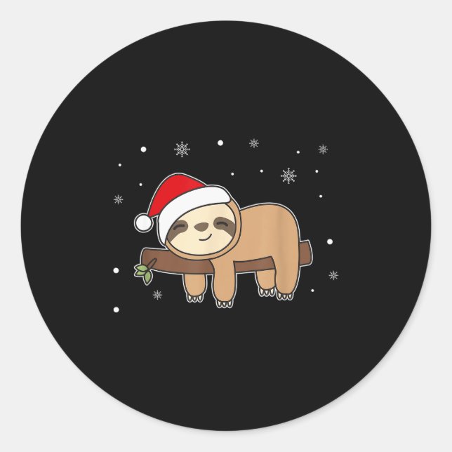 Adesivo Redondo Christmas Sloth For Christmas Sweet Sloths  (Frente)