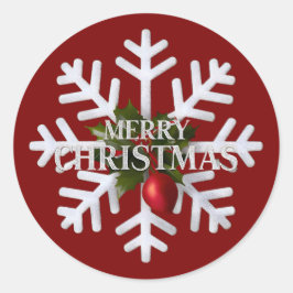 Adesivo Redondo Christmas Snowflake And Shy Red Berry