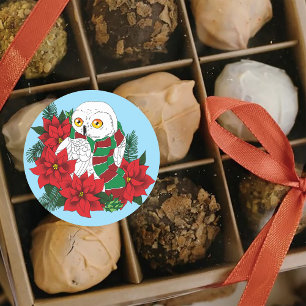 Adesivo Redondo Christmas Snowy Owl