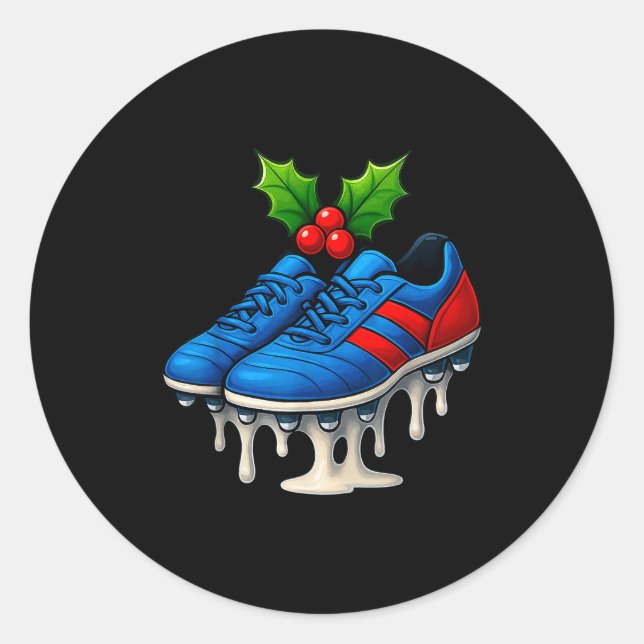 Adesivo Redondo Christmas Soccer Cleats Ice Cream Drip Xmas  (Frente)