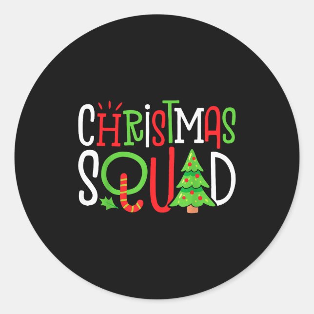 Adesivo Redondo Christmas Squad Funny Xmas Tree Family Matching Pa (Frente)