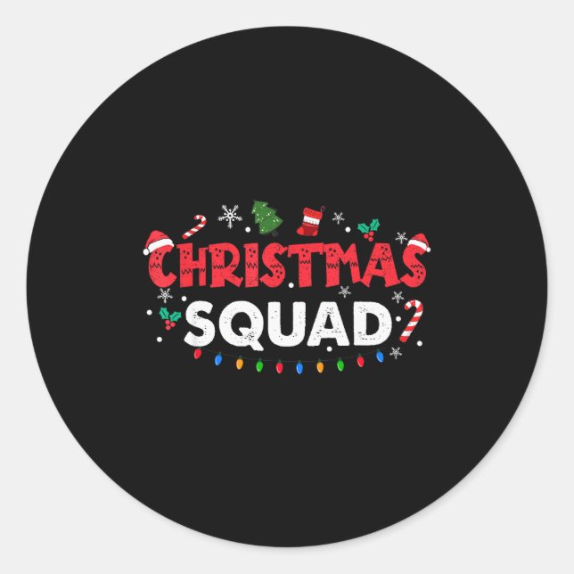 Adesivo Redondo Christmas Squad Santa Family Matching Group Xmas B (Frente)