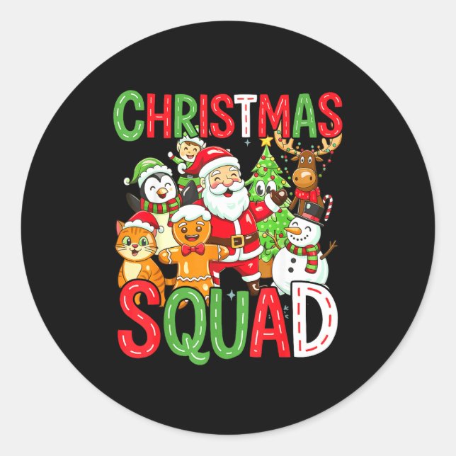Adesivo Redondo Christmas Squad Santa Family Matching Xmas  (Frente)
