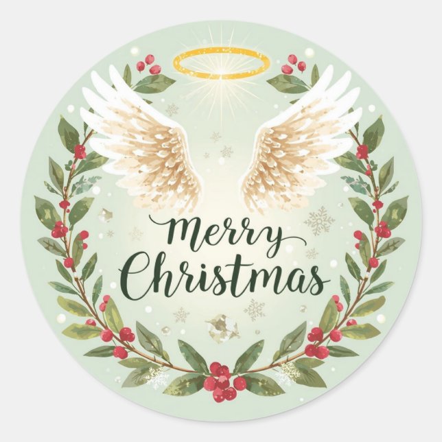 Adesivo Redondo Christmas Sticker Art Print Merry Christmas  (Frente)
