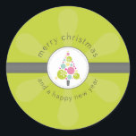 Adesivo Redondo CHRISTMAS STICKER: Árvore moderna 3<br><div class="desc">Ilustração e design original de Kat Massard copyright 2009. - - - - - - - - - - - - - - - - - - - - - - - - - - - - - - - - - - - - - - - - - -...</div>