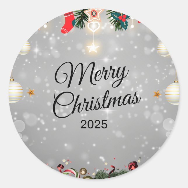 Adesivo Redondo Christmas Sticker – Festive Holiday Decal (Frente)