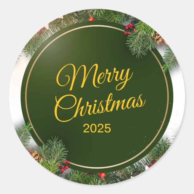 Adesivo Redondo Christmas Sticker – Festive Holiday Decal (Frente)