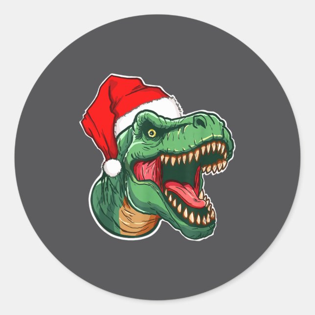 Adesivo Redondo Christmas T-rex  (Frente)