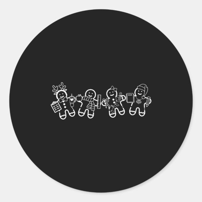 Adesivo Redondo Christmas Teacher Cute Gingerbread Cookies Funny H (Frente)