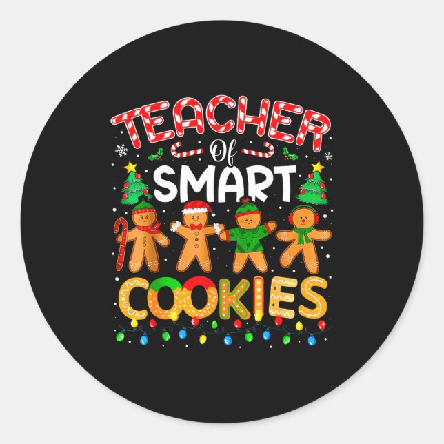 Adesivo Redondo Christmas Teacher Of Smart Cookies Funny Cute Ging (Frente)