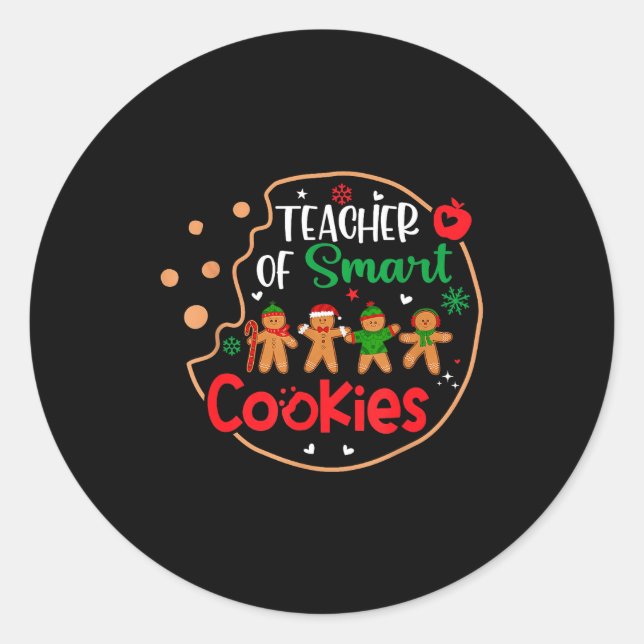 Adesivo Redondo Christmas Teacher Of Smart Cookies Funny Cute Ging (Frente)