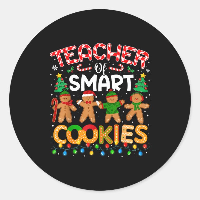 Adesivo Redondo Christmas Teacher Of Smart Cookies Funny Cute Ging (Frente)