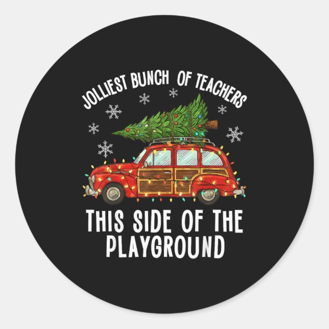 Adesivo Redondo Christmas Teacher Squad Festive Car Tree Lights Xm (Frente)