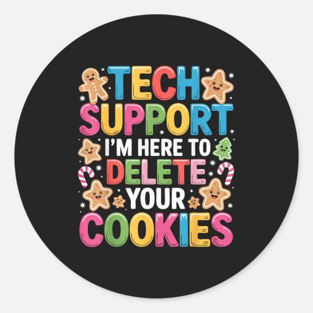 Adesivo Redondo Christmas Tech Suprt Here To Delete Cookies Xmas  (Frente)