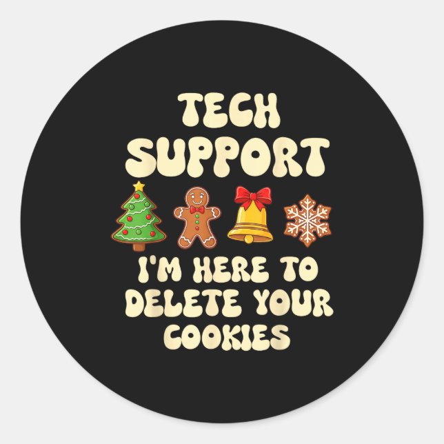 Adesivo Redondo Christmas Tech Suprt Here To Delete Cookies Xmas G (Frente)