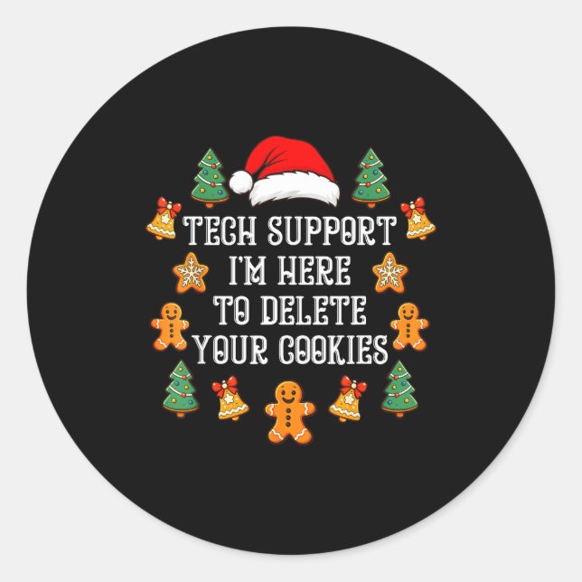 Adesivo Redondo Christmas Tech Suprt Here To Delete Cookies Xmas M (Frente)
