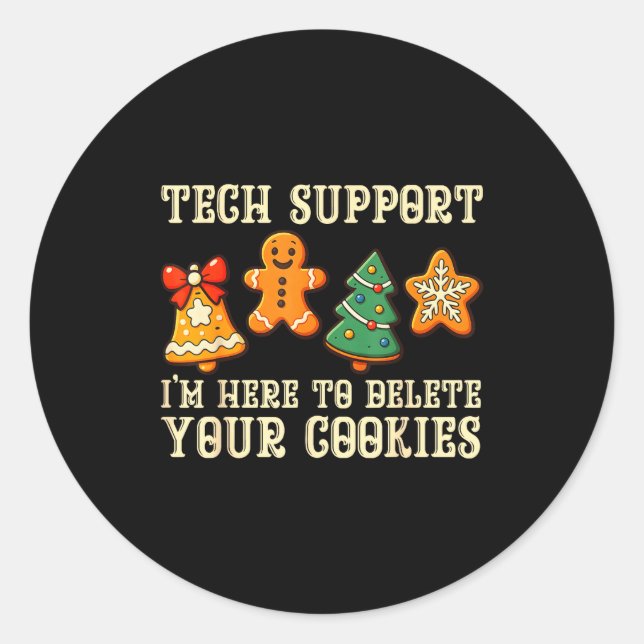 Adesivo Redondo Christmas Tech Suprt Here To Delete Cookies Xmas M (Frente)