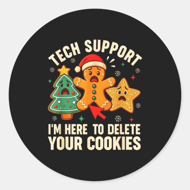 Adesivo Redondo Christmas Tech Suprt Here To Delete Cookies Xmas M (Frente)