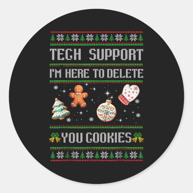 Adesivo Redondo Christmas Tech Suprt Here To Delete Cookies Xmas M (Frente)