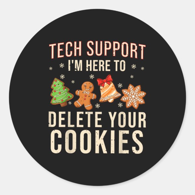 Adesivo Redondo Christmas Tech Suprt Here To Delete Cookies Xmas M (Frente)