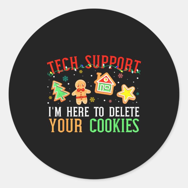 Adesivo Redondo Christmas Tech Suprt Here To Delete Cookies Xmas M (Frente)