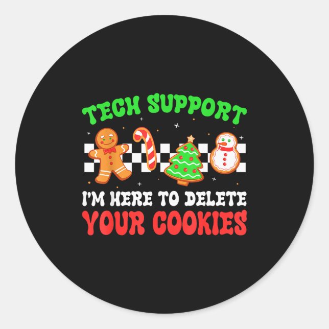 Adesivo Redondo Christmas Tech Suprt Here To Delete Cookies Xmas M (Frente)