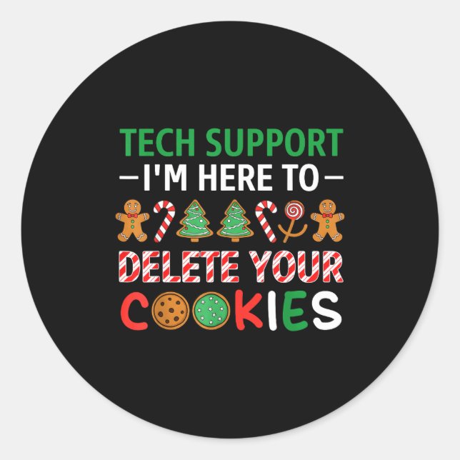 Adesivo Redondo Christmas Tech Suprt Here To Delete Cookies Xmas M (Frente)