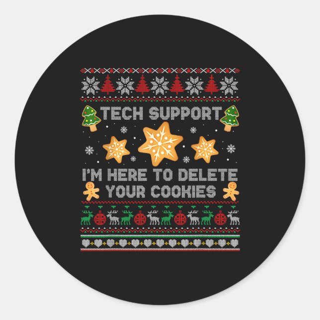 Adesivo Redondo Christmas Tech Suprt Here To Delete Cookies Xmas P (Frente)
